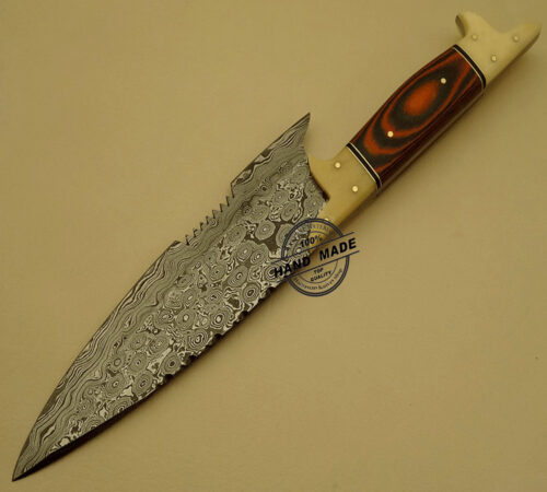 Damascus Kitchen Chef’s Knife Custom Handmade Damascus Steel Chef’s Knife New Damascus Kitchen Chef’s Knife With Mictra Handle Leather Sheaths 1509 - Image 5