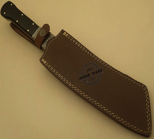 Best Damascus Hunting Bowie Knife Custom Handmade Damascus Steel Professional Damascus Hunting Bowie Knife With Buffalo Horn Handle Leather Sheaths 1518 - Image 6