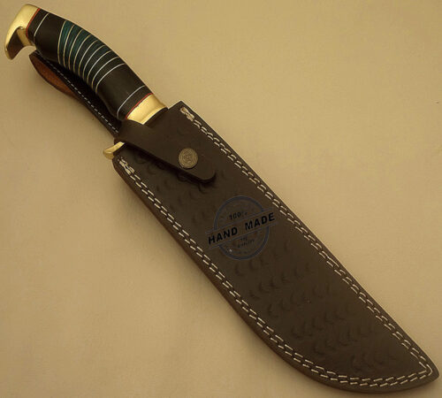 Best Damascus Bowie Knife Custom Handmade Damascus Steel Hunting Knife Beautiful Damascus Bowie Knife Great Work Handle With Leather Sheaths 1517 - Image 7