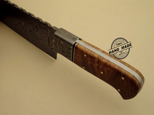 Professional Damascus Kitchen Chef’s Knife Custom Handmade Damascus Steel Kitchen Damascus Chef’s Knife With Olive Wood Handle Leather Sheaths 1202 - Image 5