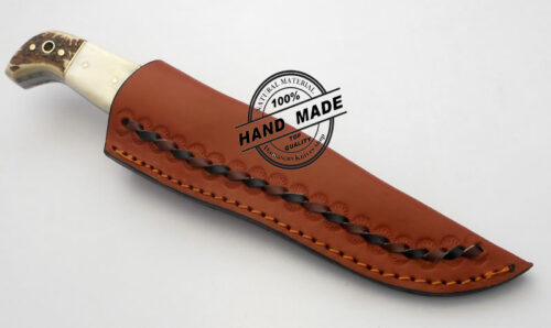 Damascus Skinner Knife Custom Handmade Damascus Steel Hunting Knife Best Skinner Knife With Stag & Bone Handle Leather Sheaths 1167 - Image 4