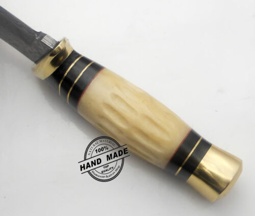 Best Damascus Skinner Custom Handmade Damascus Steel Hunting Knife Best Damascus Skinner Knife With Camel Bone Handle Leather Sheaths 1169 - Image 3