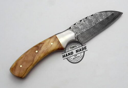 Custom Handmade Damascus Steel Professional Kitchen Chef Knife With Olive Wood Handle Leather Sheaths 1173