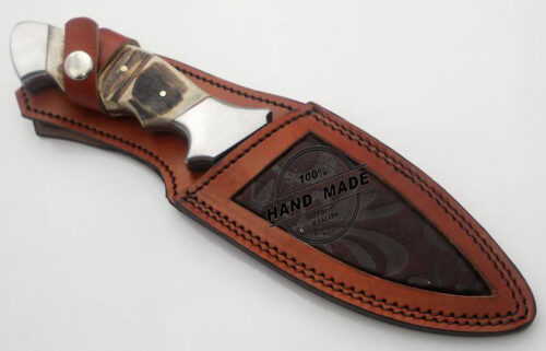 Damascus Skinner Knife Custom Handmade Damascus Steel Professional Hunting Knife Best Damascus Skinner Knife With Stag Handle Leather Sheaths 1174 - Image 4