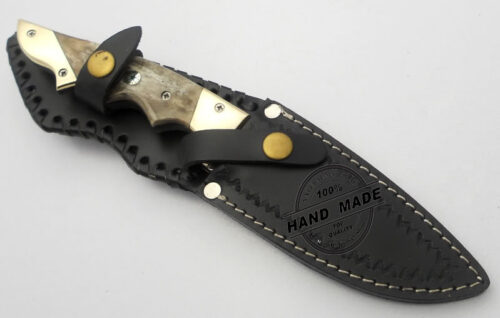 Damascus Skinner Knife Custom Handmade Damascus Steel Hunting Knife Beautiful Damascus Skinner Knife With Colored Bone Handle Leather Sheaths 1177 - Image 5
