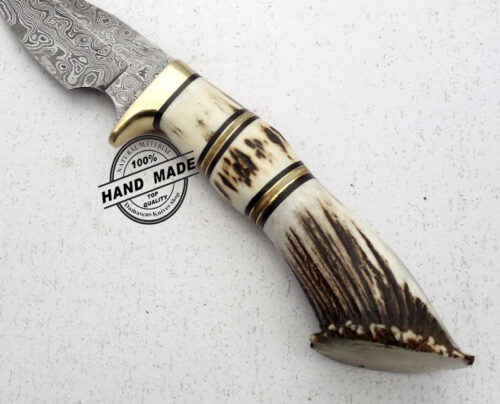 Amazing Damascus Skinner Knife Custom Handmade Damascus Steel Hunting Knife Best Damascus Skinner Knife With Stag Handle Leather Sheaths 1178 - Image 3