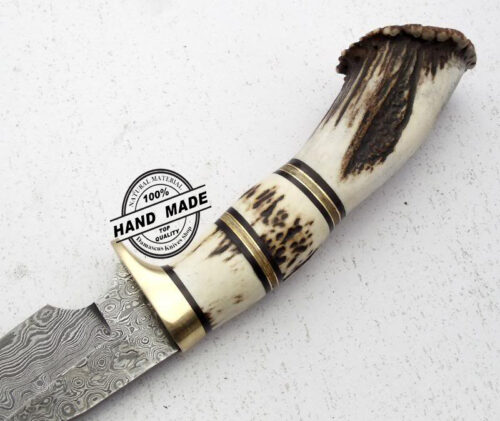 Amazing Damascus Skinner Knife Custom Handmade Damascus Steel Hunting Knife Best Damascus Skinner Knife With Stag Handle Leather Sheaths 1178 - Image 4