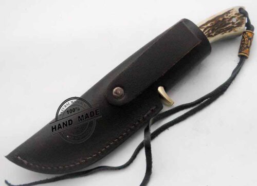 Damascus Skinner Knife Custom Handmade Damascus Steel Hunting Knife Best Damascus Skinner Knife With Stag Handle Leather Sheaths 1184 - Image 3