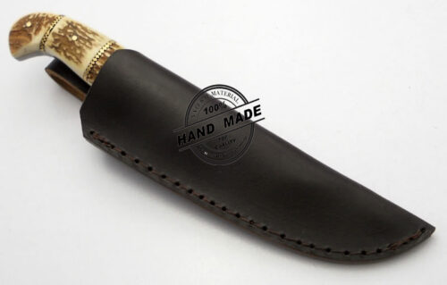 Damascus Skinner Knife Custom Handmade Damascus Steel Hunting Knife Best Damascus Skinner Knife With Stag Handle Leather Sheaths 1188 - Image 4