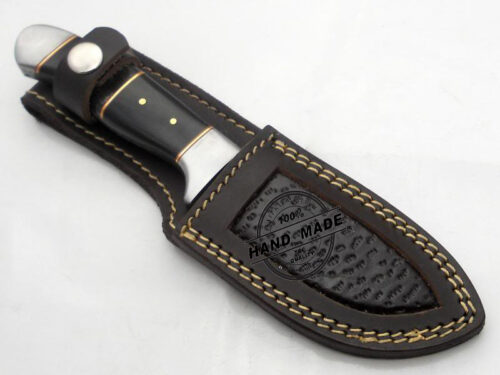 Damascus Skinner Knife Custom Handmade Damascus Steel Hunting Knife Regular Damascus Skinner Knife With Horn Handle Leather Sheaths 1192 - Image 4