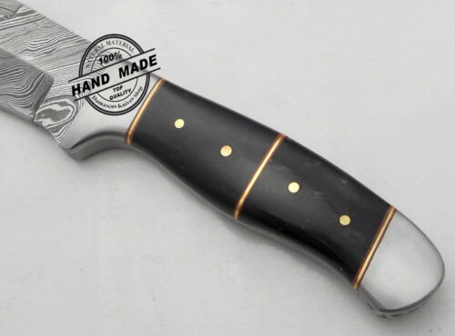 Damascus Skinner Knife Custom Handmade Damascus Steel Hunting Knife Regular Damascus Skinner Knife With Horn Handle Leather Sheaths 1192 - Image 5