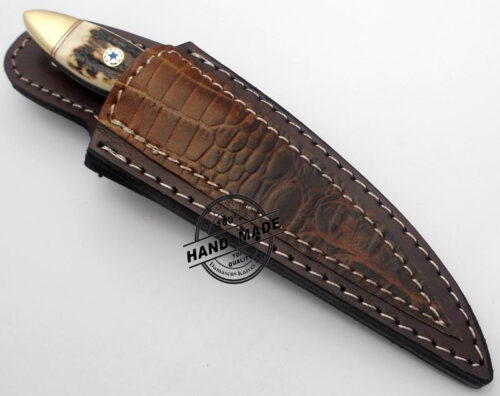 Damascus Chef’s Skinner Knife Custom Handmade Damascus Steel Professional Kitchen Damascus Chef’s Knife With Stag Handle Leather Sheaths 1197 - Image 3