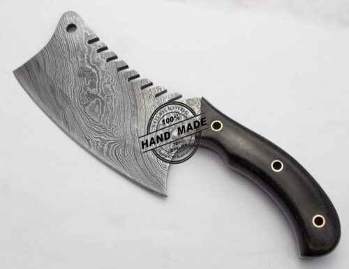 New Damascus Chef’s Cleaver Knife Custom Handmade Damascus Steel Kitchen Chef’s Cleaver Knife With Mictra Handle Leather Sheaths 1506