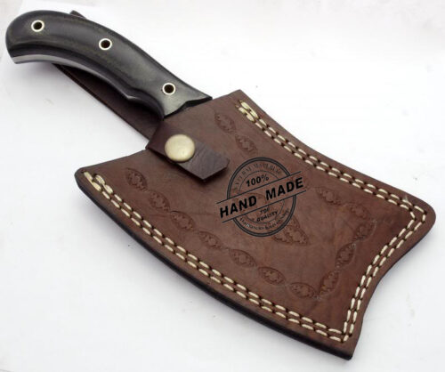 New Damascus Chef’s Cleaver Knife Custom Handmade Damascus Steel Kitchen Chef’s Cleaver Knife With Mictra Handle Leather Sheaths 1506 - Image 4
