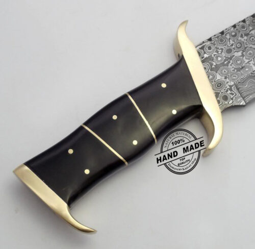 New Damascus Rambo Knife Custom Handmade Beautiful Damascus Steel Hunting Knife Best Damascus Rambo Bowie Knife With Buffalo Horn Handle Leather Sheaths 1164 - Image 4