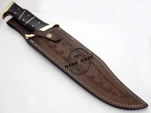 New Damascus Rambo Knife Custom Handmade Beautiful Damascus Steel Hunting Knife Best Damascus Rambo Bowie Knife With Buffalo Horn Handle Leather Sheaths 1164 - Image 5