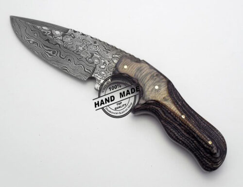 Best Damascus Skinner Knife Custom Handmade Damascus Steel Manufactured Beautiful Hunting Knife Damascus Skinner Knife With Blackish Wood Handle Leather Sheaths 1166 - Image 4