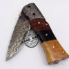 Damascus Folding Liner Lock Knife Damascus Fish Folding Knife Custom Handmade Damascus Steel Hunting Knife Beautiful Damascus Fish Folding Knife With Walnut,Horn,Olive Wood Handle Leather Sheaths 1326 - Image 3