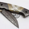 Damascus Folding Liner Lock Knife Beautiful Damascus Folding Knife Custom Handmade Damascus Steel Hunting Knife New Damascus Folding Knife With Hand Engraved Steel Handle Leather Sheaths 1341 - Image 4