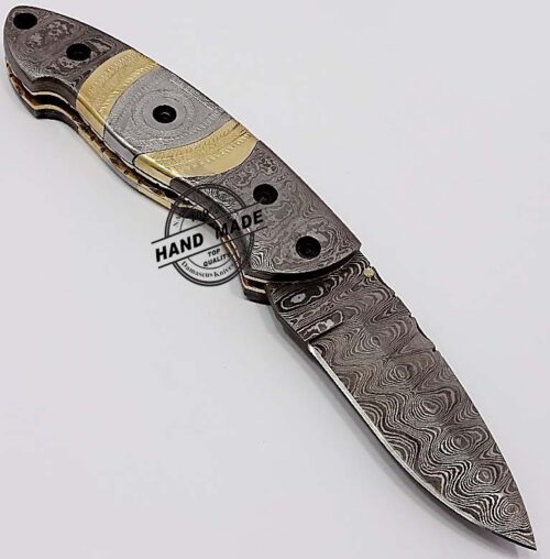 Hand-engraved Amazing Knife Custom Handmade Damascus Steel Best Damascus Pocket Knife With Hand Engraved Steel Handle Leather Sheaths 1342