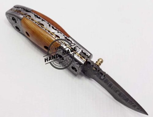 Damascus Folding Knife Handmade Damascus Steel Pocket Knife 1311 - Image 5