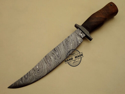 Damascus Hunting Knife Custom Handmade Damascus Steel Best Hunting Knife With Walunt Wood Handle Leather Sheaths 1123