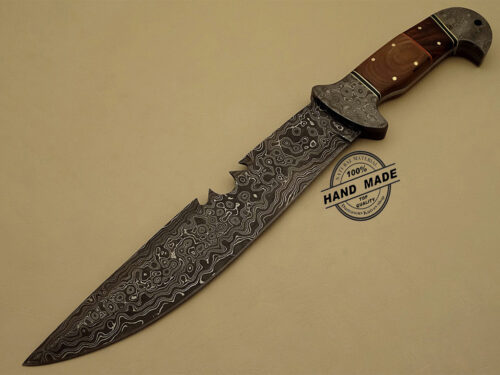 Damascus Bowie Knife Custom Handmade Damascus Steel Hunting Knife Best Damascus Bowie Knife With Mictra Handle Leather Sheaths 1145