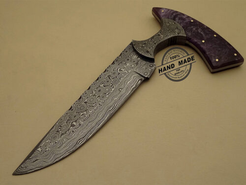 Custom Handmade Damascus Steel Hunting New Knife With Corain Handle Leather Sheaths 1131