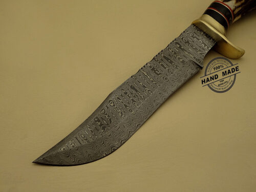 Damascus Dagger Knife Custom Handmade Damascus Steel Hunting Knife Best Damascus Dagger Knife With Stag Handle Leather Sheaths 1129 - Image 3