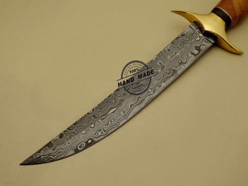 Damascus Dagger Knife Custom Handmade Damascus Steel Hunting Knife Best Damascus Dagger Knife With Olive Wood Handle Leather Sheaths 1127 - Image 3