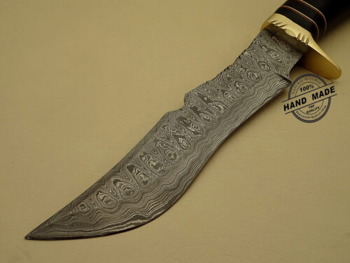 Damascus Hunting Bowie Knife Custom Handmade Damascus Steel Hunting Knife Best Damascus Bowie Knife With Buffalo Horn Handle Leather Sheaths 1138 - Image 3