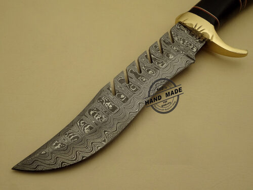 Damascus Bowie Knife Custom Handmade Damascus Steel Hunting Knife Best Damascus Bowie Knife With Buffalo Horn Handle Leather Sheaths 1121 - Image 3