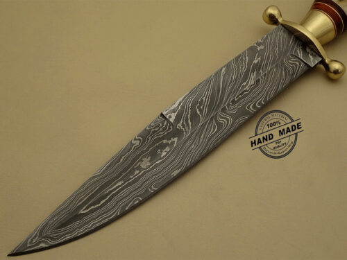 Professional Damascus Bowie Knife Custom Handmade Damascus Steel Hunting Knife Best Damascus Bowie Knife With Stag Handle Leather Sheaths 1154 - Image 3