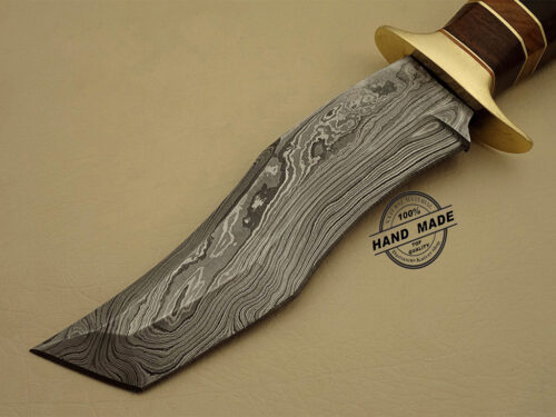 Damascus Tanto Knife Custom Handmade Damascus Steel Hunting Knife Damascus Tanto Knife With Walnut Wood Handle Leather Sheaths 1144 - Image 3