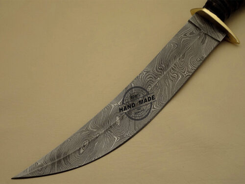 New Damascus Bowie Knife Custom Handmade Damascus Steel Hunting Knife Damascus Bowie Knife With Impala Horn Handle Leather Sheaths 1117 - Image 3