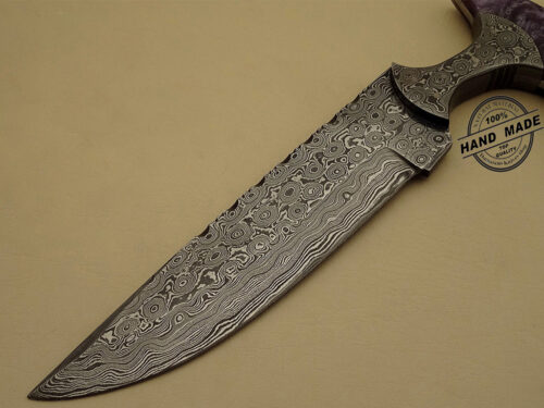 Custom Handmade Damascus Steel Hunting New Knife With Corain Handle Leather Sheaths 1131 - Image 5
