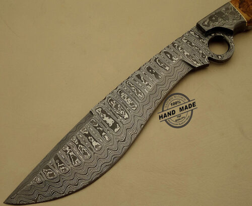 Professional Damascus Finger Knife Custom Handmade Damascus Steel Hunting Best Damascus Finger Knife With Olive Wood Handle Leather Sheaths 1102 - Image 3