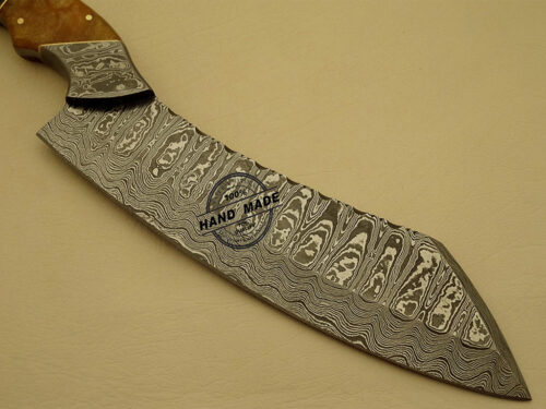 Best Damascus Chef’s Knife Custom Handmade Damascus Steel Kitchen Knife Damascus Chef’s Knife With Corain Handle Leather Sheaths 1204 - Image 3
