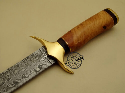 Damascus Dagger Knife Custom Handmade Damascus Steel Hunting Knife Best Damascus Dagger Knife With Olive Wood Handle Leather Sheaths 1127 - Image 4
