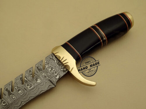 Damascus Bowie Knife Custom Handmade Damascus Steel Hunting Knife Best Damascus Bowie Knife With Buffalo Horn Handle Leather Sheaths 1121 - Image 4