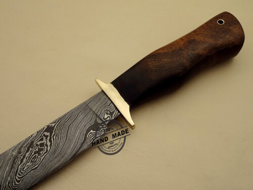Damascus Hunting Knife Custom Handmade Damascus Steel Regular Damascus Hunting Knife With Walunt Wood Handle Leather Sheaths 1116 - Image 4
