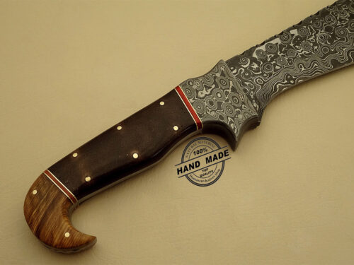 Professional Damascus Bowie Knife Custom Handmade Damascus Steel Hunting Knife Best Damascus Bowie Knife With Mictra Wood Handle Leather Sheaths 1135 - Image 4