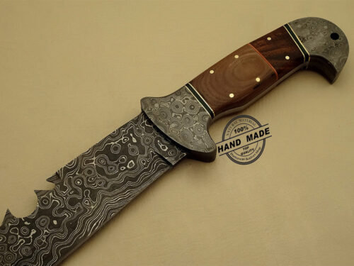 Damascus Bowie Knife Custom Handmade Damascus Steel Hunting Knife Best Damascus Bowie Knife With Mictra Handle Leather Sheaths 1145 - Image 4
