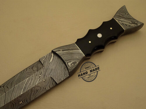 Professional Damascus Dagger Knife Custom Handmade Damascus Steel Hunting Knife Amazing Dagger Knife With Horn Handle Leather Sheaths 1140 - Image 4