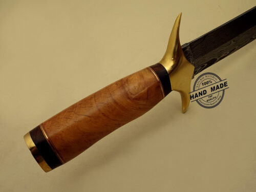 Damascus Dagger Knife Custom Handmade Damascus Steel Hunting Knife Best Damascus Dagger Knife With Olive Wood Handle Leather Sheaths 1127 - Image 5