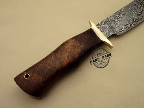 Damascus Hunting Knife Custom Handmade Damascus Steel Regular Damascus Hunting Knife With Walunt Wood Handle Leather Sheaths 1116 - Image 5