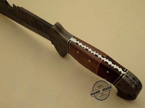 Damascus Bowie Knife Custom Handmade Damascus Steel Hunting Knife Best Damascus Bowie Knife With Mictra Handle Leather Sheaths 1145 - Image 5
