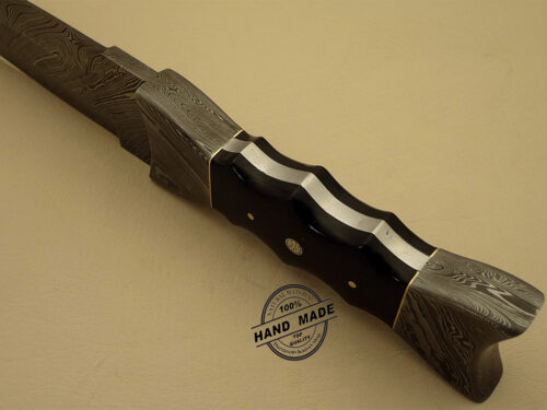 Professional Damascus Dagger Knife Custom Handmade Damascus Steel Hunting Knife Amazing Dagger Knife With Horn Handle Leather Sheaths 1140 - Image 5