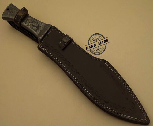 Full Damascus Hunting Kukuri Knife Custom Handmade Damascus Steel Hunting Knife  Professional Full Damascus Kukuri Knife With Leather Sheaths 1103 - Image 6