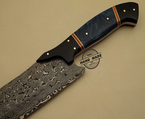 Damascus Kitchen Knife Custom Handmade Damascus Steel Kitchen Knife Best Damascus Chef’s Knife With Leather Sheaths 1201 - Image 3